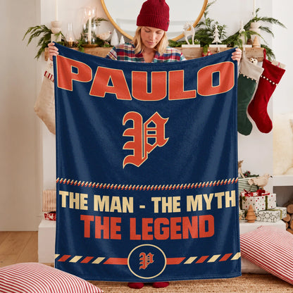 The Man The Myth The Legend Retro Fleece Blanket PAULO 13K1 BK53