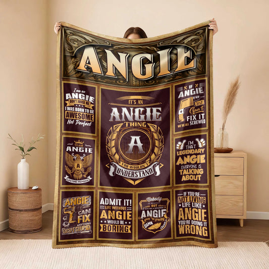 ANGIE Personalized Blanket | Custom Name Cozy Throw Gift 13K1-BK4