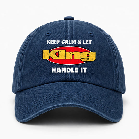 Keep Calm & Let Your Name Handle It Yellow And Red Logo Washed Cap KING 13K1 C172PF