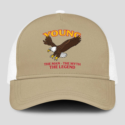 The Man The Myth The Legend Eagle Khaki Mesh Cap YOUNG 13K1 C210PF