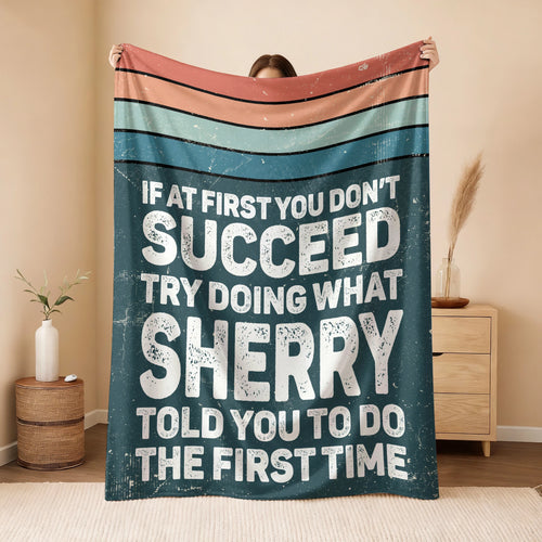 If At First You Don’t Succeed Retro Green Fleece Blanket SHERRY 13K1 BK29
