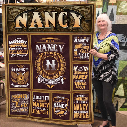 NANCY Personalized Blanket | Custom Name Cozy Throw Gift 13K1-BK4