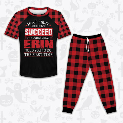 ERIN Buffalo Plaid Pajamas Set Tshirt & Pants 13K1-EV2