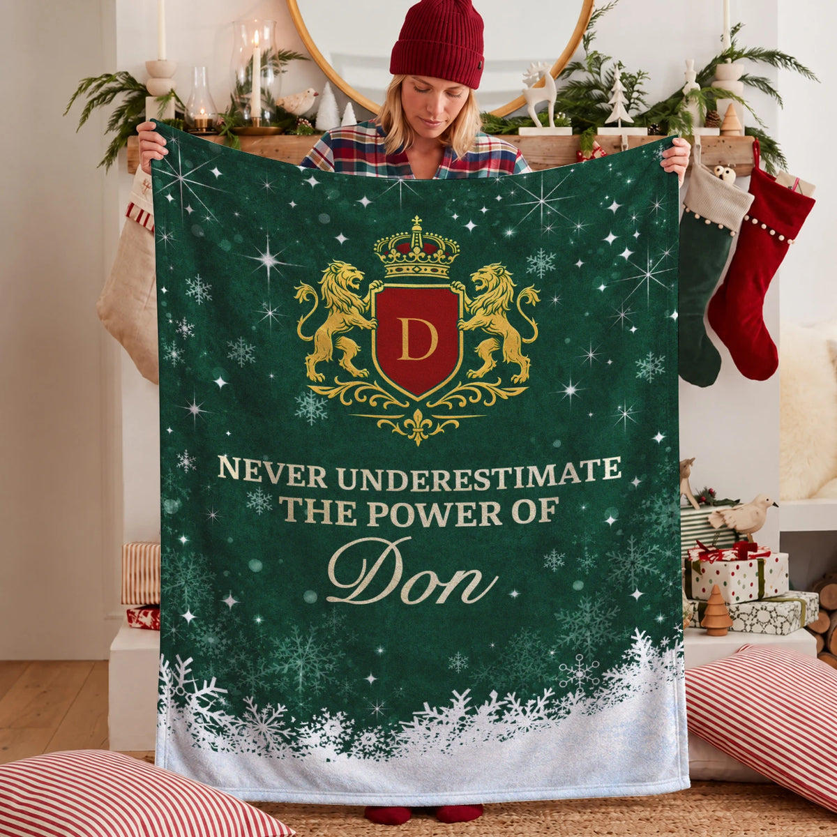 Never Underestimate Your Name Old Money Christmas Fleece Blanket DON 13K1 BK26