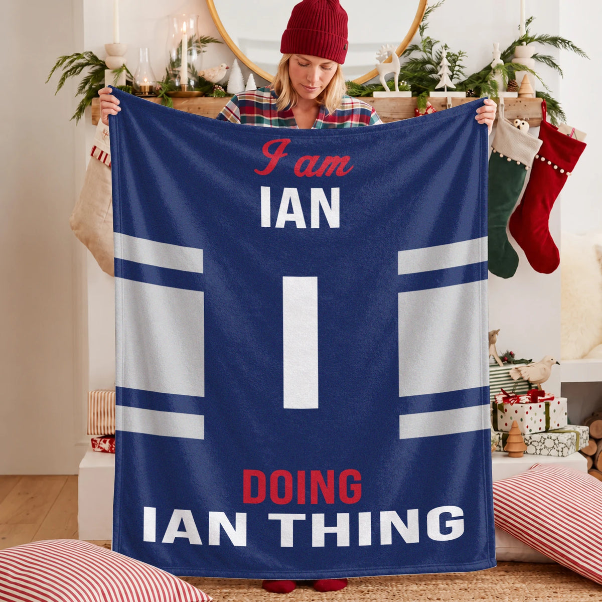 I'm Name Doing Name Things Navy Fleece Blanket IAN 13K1 BK51
