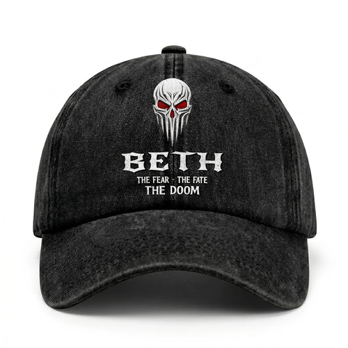 Your Name The Fear The Fate The Doom Skull Washed Cap BETH 13K1 C98PF