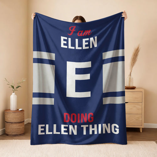 I'm Name Doing Name Things Navy Fleece Blanket ELLEN 13K1 BK51