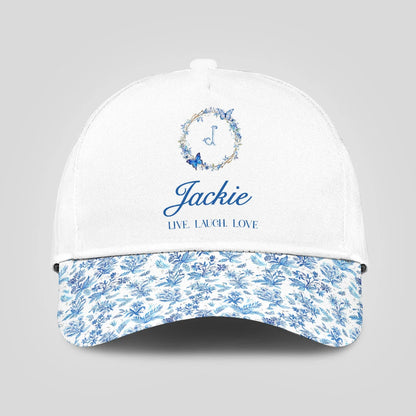 Live Laugh Love Blue Flowers Cap JACKIE 13K1 C50PF