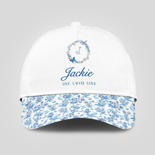 Live Laugh Love Blue Flowers Cap JACKIE 13K1 C50PF
