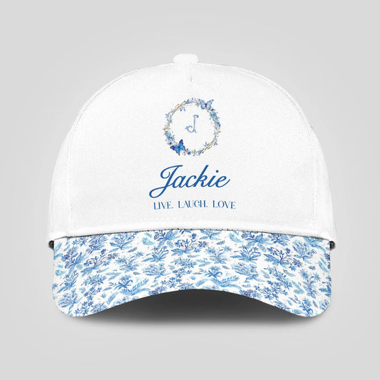 Live Laugh Love Blue Flowers Cap JACKIE 13K1 C50PF