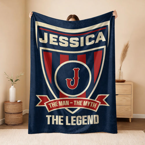 The Man The Myth The Legend Blue Burgundy Baseball Blanket JESSICA 13K1 BK18