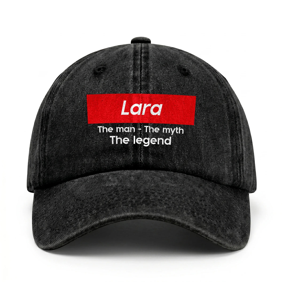 Your Name The Man The Myth The Legend Red Logo Washed Cap LARA 13K1 C130PF