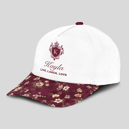 Live Laugh Love Floral Burgundy Cap KAYLA 13K1 C112PF