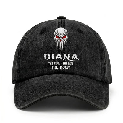 Your Name The Fear The Fate The Doom Skull Washed Cap DIANA 13K1 C98PF