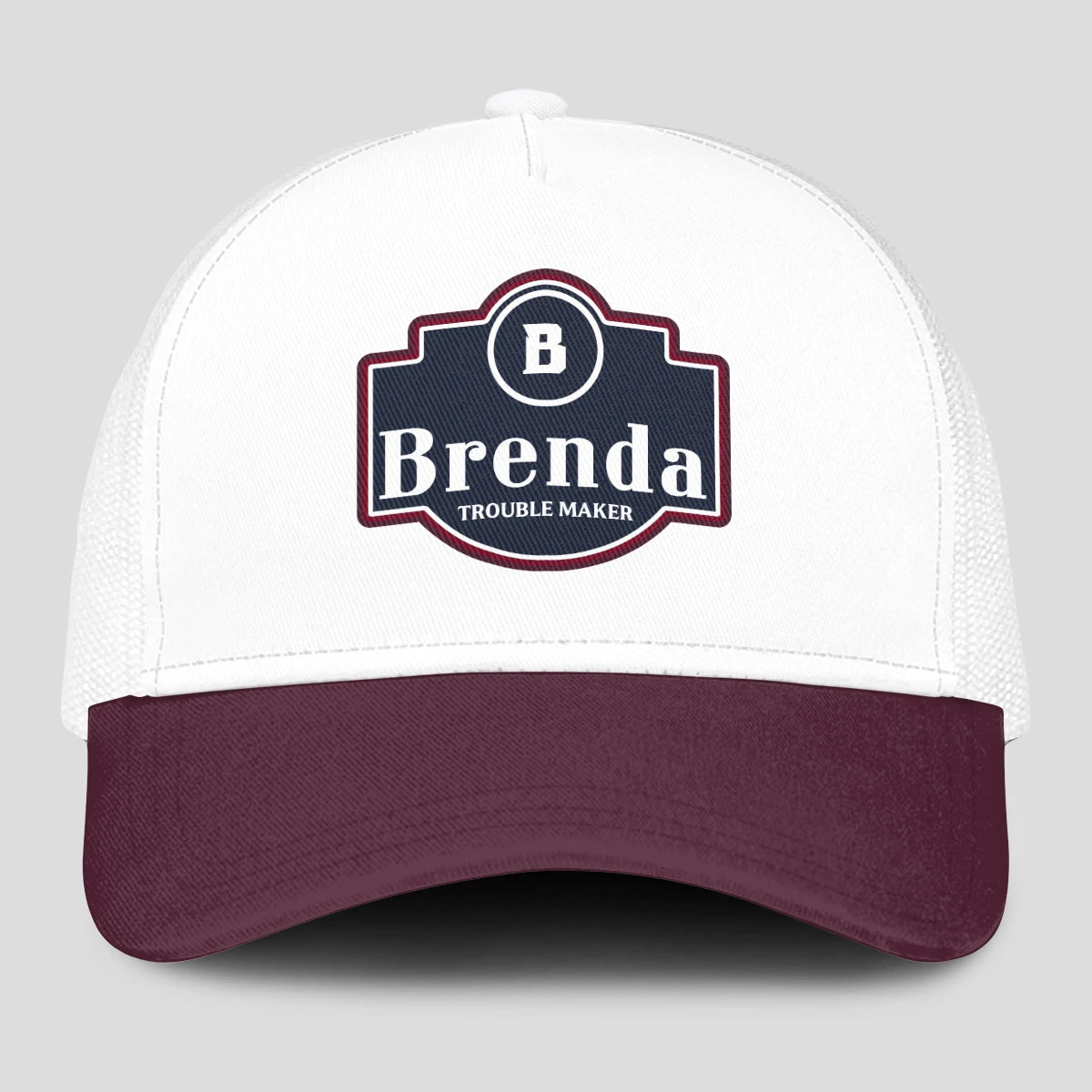 Trouble Maker Burgundy And White Funny Mesh Cap BRENDA 13K1 C201PF