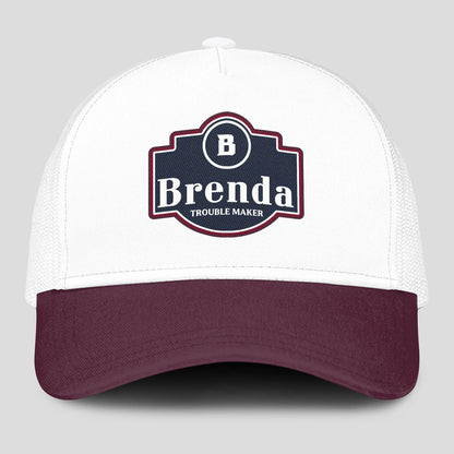 Trouble Maker Burgundy And White Funny Mesh Cap BRENDA 13K1 C201PF
