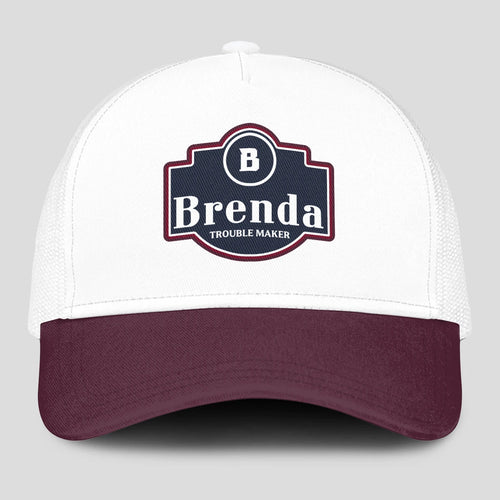 Trouble Maker Burgundy And White Funny Mesh Cap BRENDA 13K1 C201PF