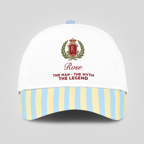 The Man The Myth The Legend Blue And Yellow Striped Beach Cap ROSE 13K1 C118PF
