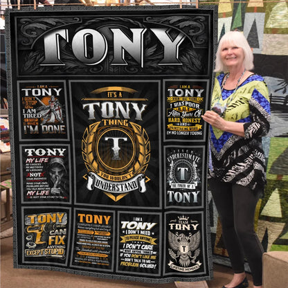 TONY Personalized Blanket | Custom Name Cozy Throw Gift 13K1-BK2