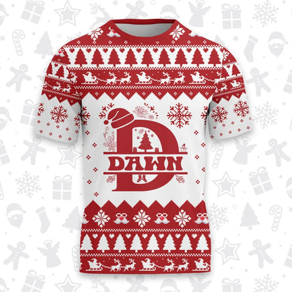 DAWN Personalized Christmas T-Shirt Pajama Set - Holiday Gift Outfit 13K1-CR2