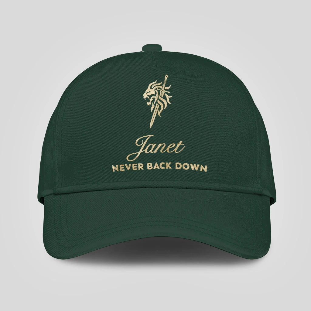 Never Back Down Lion And Sword Sage Green Cap JANET 13K1 C178PF