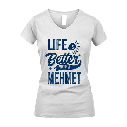 MEHMET 13K1-116 Personalized Name Quote T-Shirt Life Is Better With Unisex Gift