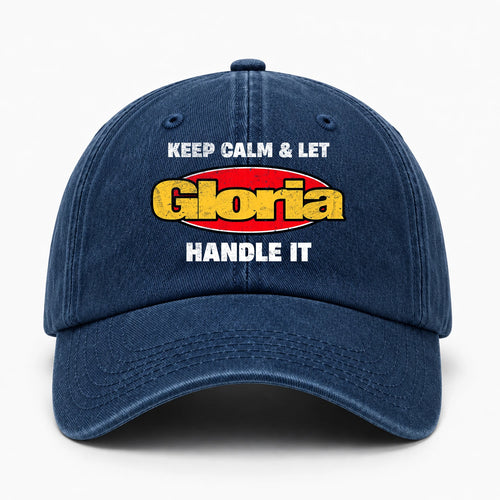 Keep Calm & Let Your Name Handle It Yellow And Red Logo Washed Cap GLORIA 13K1 C172PF