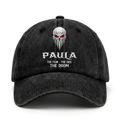 Your Name The Fear The Fate The Doom Skull Washed Cap PAULA 13K1 C98PF