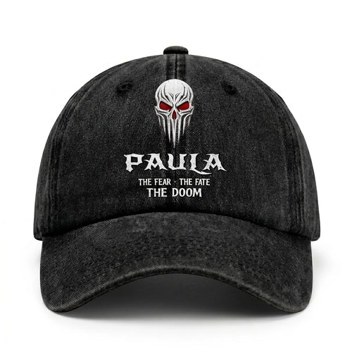 Your Name The Fear The Fate The Doom Skull Washed Cap PAULA 13K1 C98PF