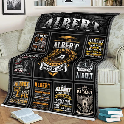 ALBERT Personalized Blanket | Custom Name Cozy Throw Gift 13K1-BK2