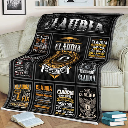 CLAUDIA Personalized Blanket | Custom Name Cozy Throw Gift 13K1-BK2