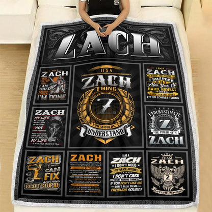 ZACH Personalized Blanket | Custom Name Cozy Throw Gift 13K3-BK2