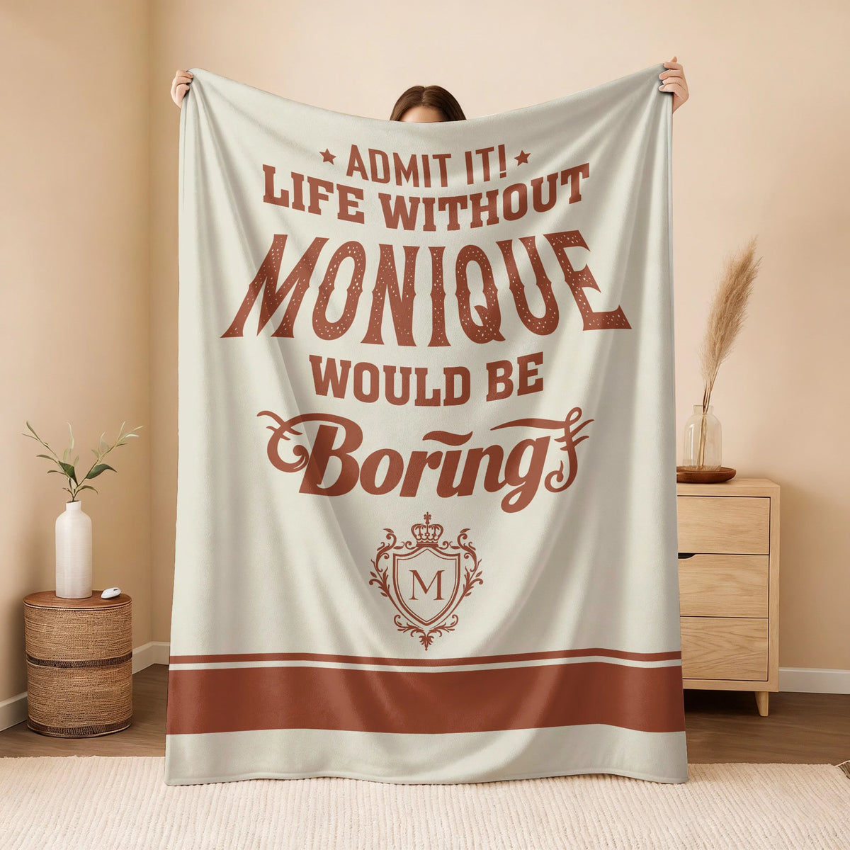 Life Without Your Name Would Be Boring Cream Terracotta Blanket MONIQUE 13K1 BK24