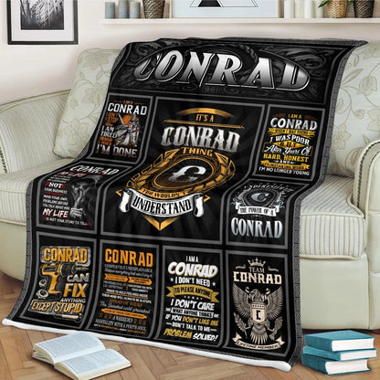 CONRAD Personalized Blanket | Custom Name Cozy Throw Gift 13K4-BK2