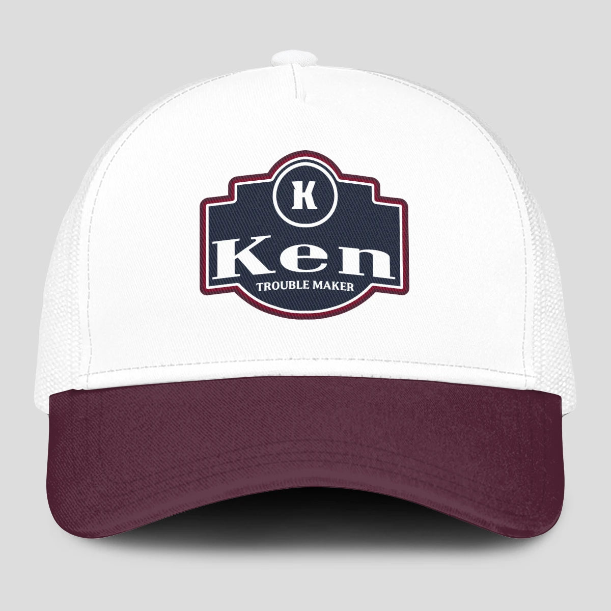 Trouble Maker Burgundy And White Funny Mesh Cap KEN 13K1 C201PF