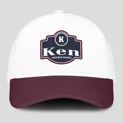 Trouble Maker Burgundy And White Funny Mesh Cap KEN 13K1 C201PF