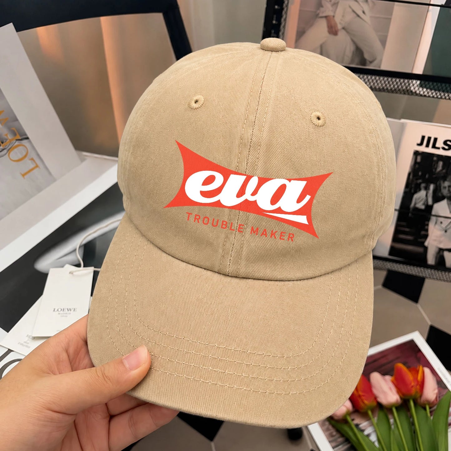 Trouble Maker Red Logo Washed Cap EVA 13K1 C78PF