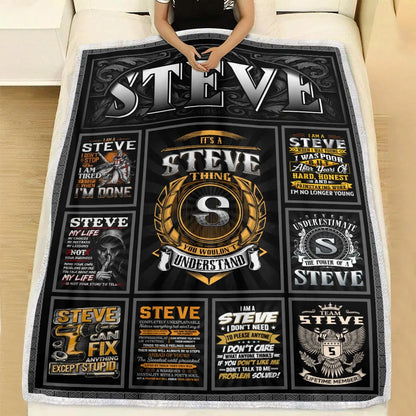 STEVE Personalized Blanket | Custom Name Cozy Throw Gift 13K1-BK2
