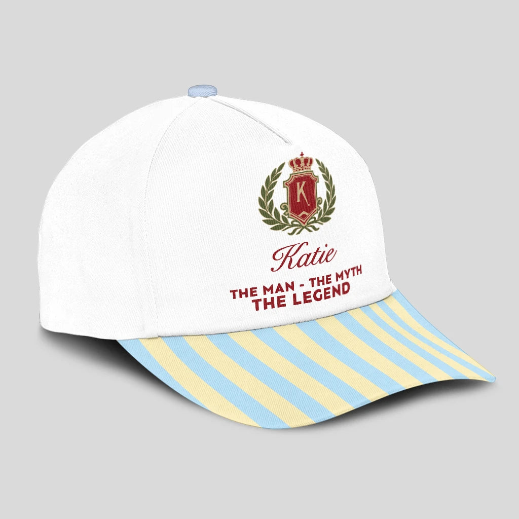 The Man The Myth The Legend Blue And Yellow Striped Beach Cap KATIE 13K1 C118PF