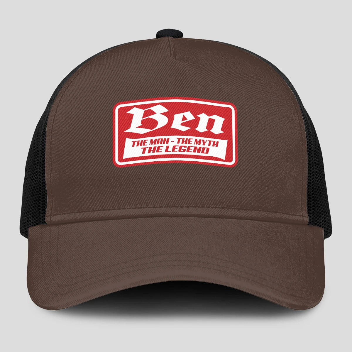 The Man The Myth The Legend Red Logo Brown Mesh Cap BEN 13K1 C203PF