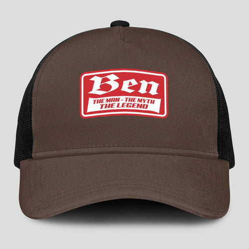 The Man The Myth The Legend Red Logo Brown Mesh Cap BEN 13K1 C203PF