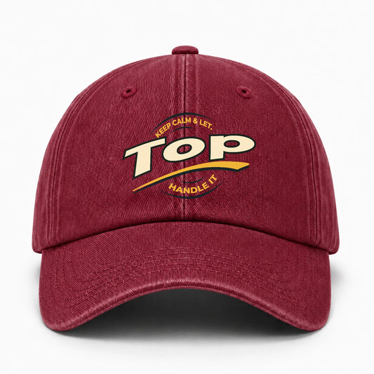 Keep Calm & Let Your Name Handle It Burgundy Washed Cap TOP 13K1 C105PF
