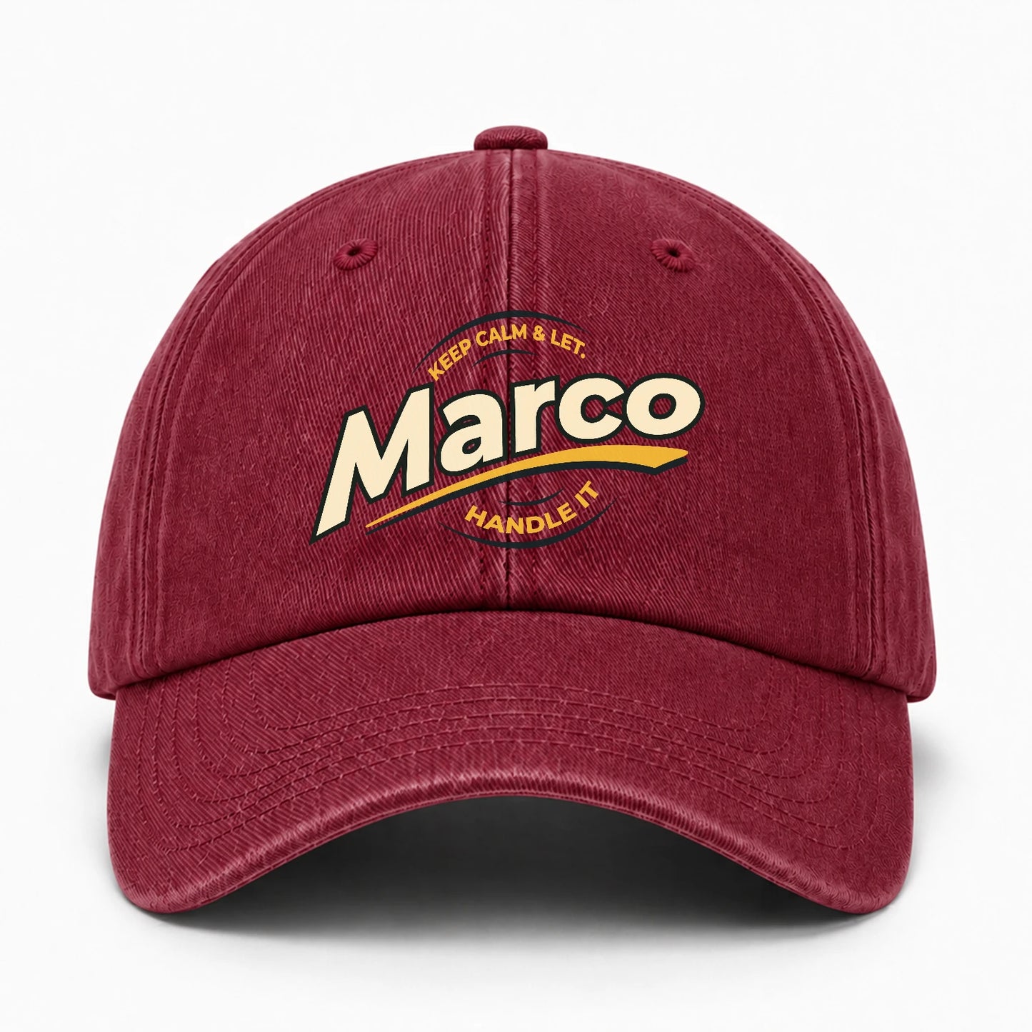 Keep Calm & Let Your Name Handle It Burgundy Washed Cap MARCO 13K1 C105PF