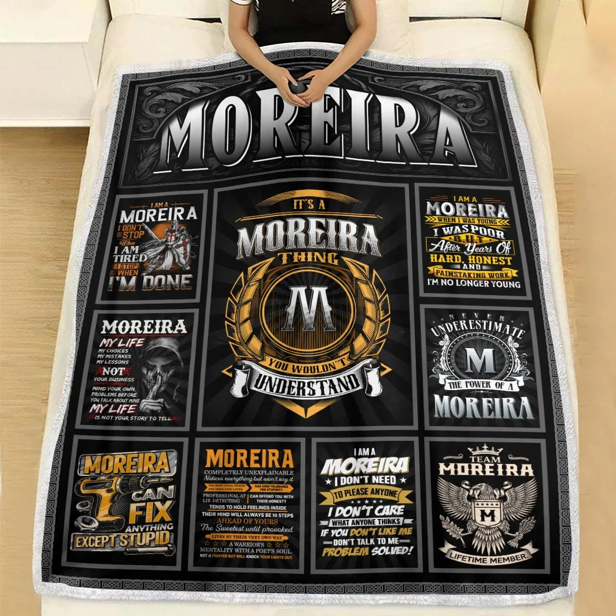 MOREIRA Personalized Blanket | Custom Name Cozy Throw Gift 13K2-BK2