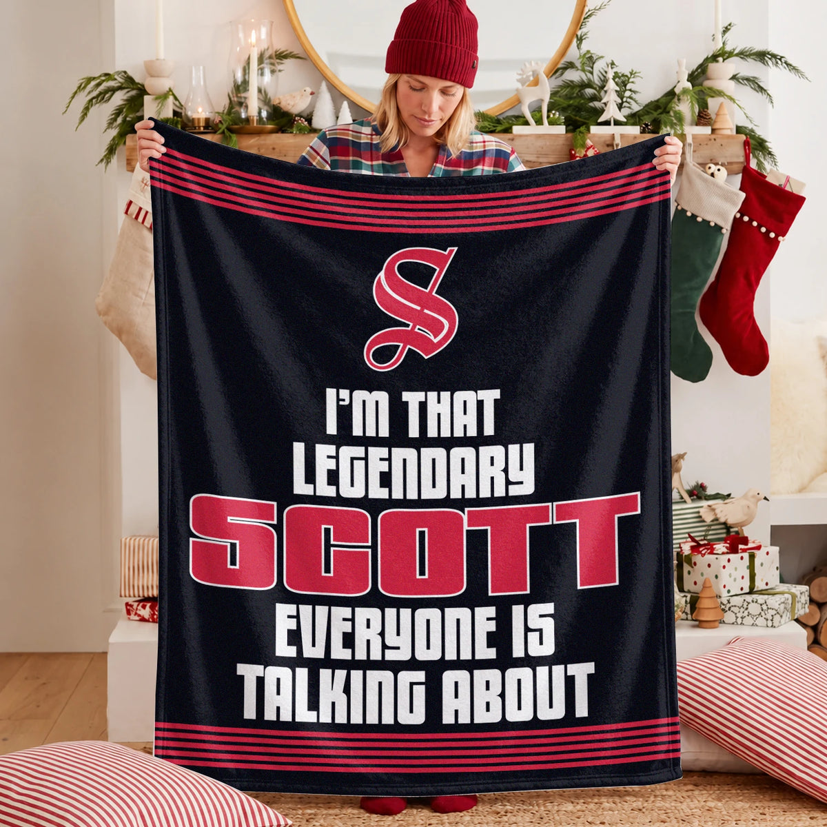 I'm That Legendary Name Dark Red Fleece Blanket SCOTT 13K1 BK48