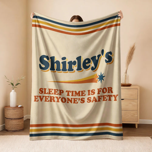 Your Name's Sleep Time Funny Retro Fleece Blanket SHIRLEY 13K1 BK67