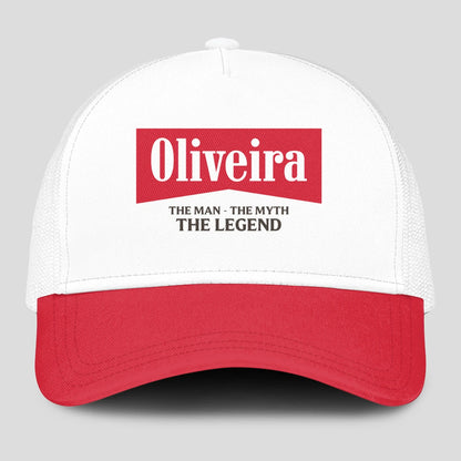 The Man The Myth The Legend Red And White Mesh Cap OLIVEIRA 13K1 C197PF