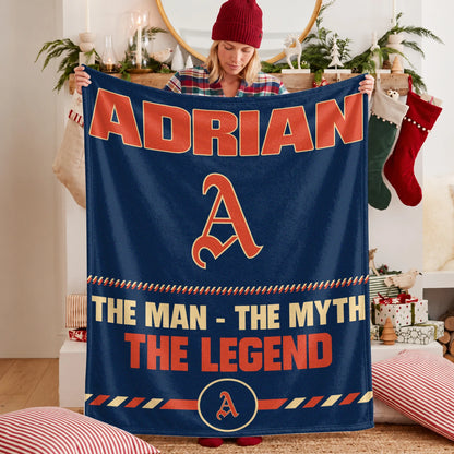 The Man The Myth The Legend Retro Fleece Blanket ADRIAN 13K1 BK53