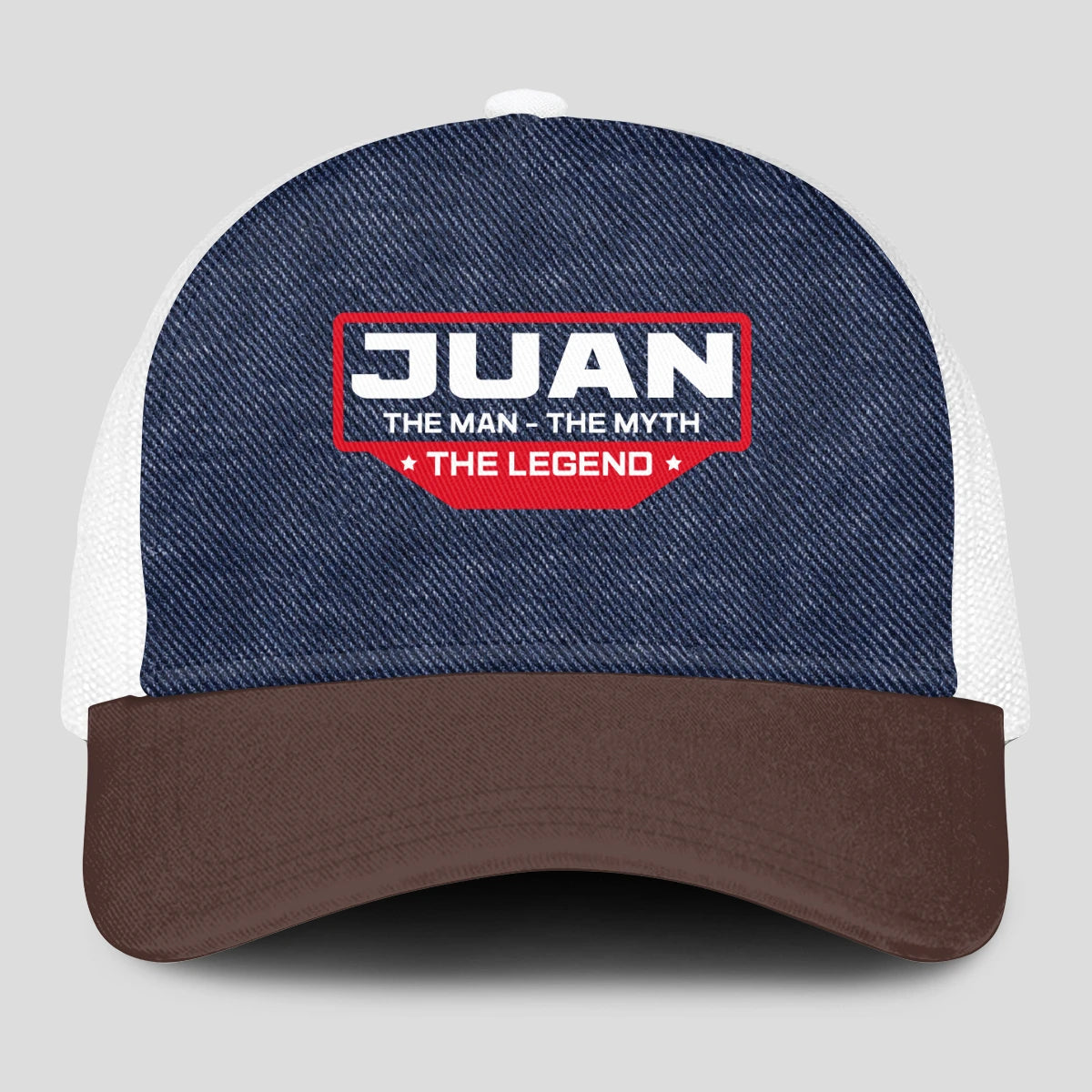The Man The Myth The Legend Navy Brown And White Mesh Cap JUAN 13K1 C200PF