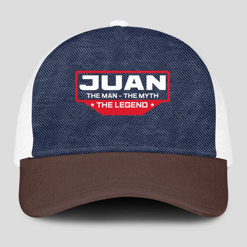 The Man The Myth The Legend Navy Brown And White Mesh Cap JUAN 13K1 C200PF